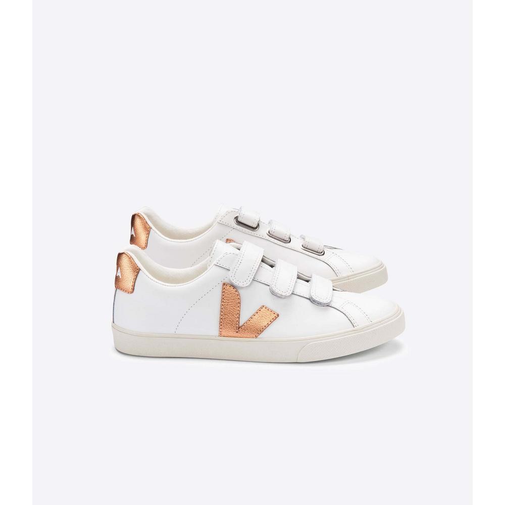 Veja 3-LOCK LEATHER Tornacipő Női White/Orange | HU 604UZG